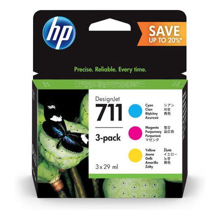 HP 711 3-pack Cyan/Magenta/Yellow Ink Cartridges 3x29ml (P2V32A)