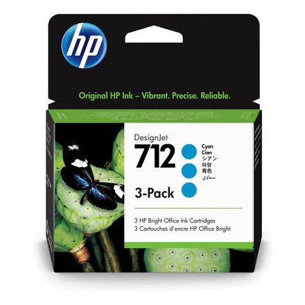 HP 712 3-pack Cyan Ink Cartridges 3x29ml (3ED77A)