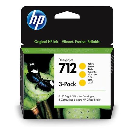 HP 712 3-pack Yellow Ink Cartridges 3x29ml (3ED79A)