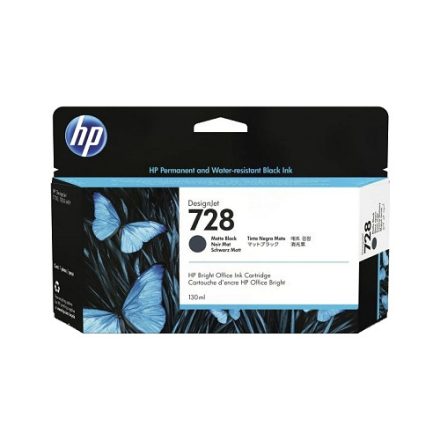 HP 728 Matte Black Designjet Ink Cartridge 130ml (3WX25A)