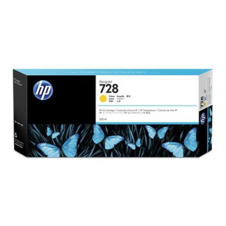 HP 728 Yellow Designjet Ink Cartridge 300ml (F9K15A)